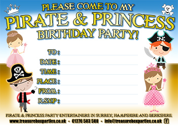 Free Pirate and Princess Party Invitation to print at home