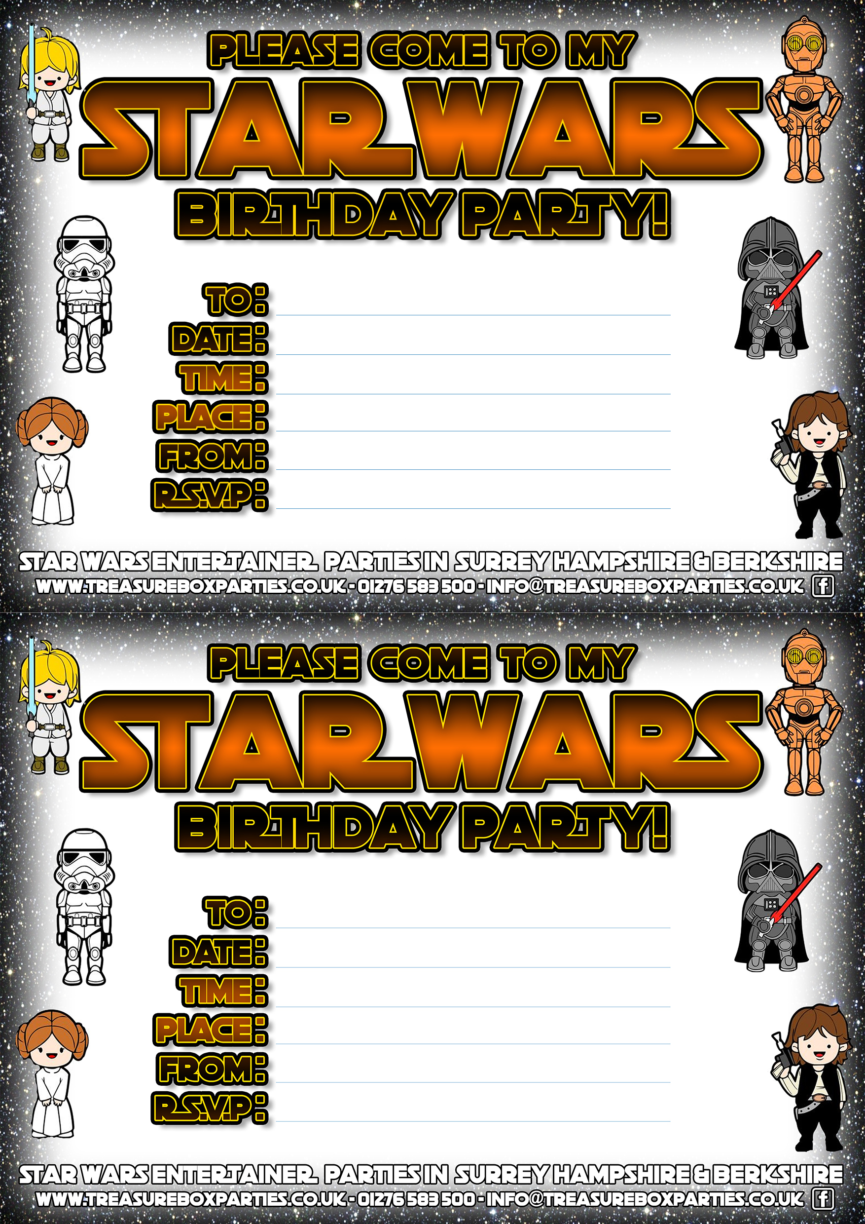 Star Wars Birthday Party Invitations Template from www.treasureboxparties.co.uk