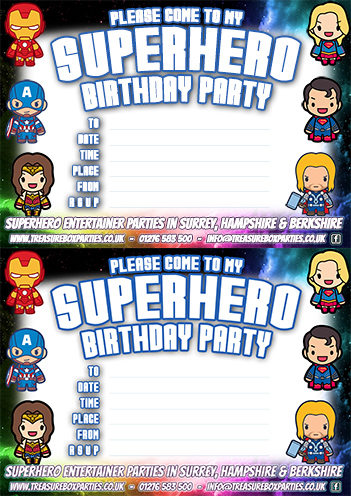 Printable Superhero Invitation – Sheet