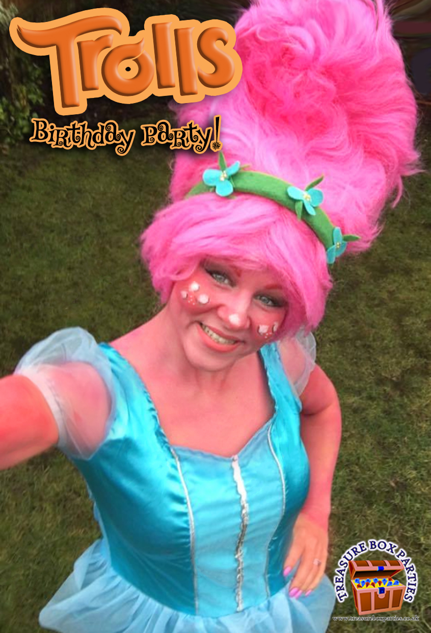 One of our entertainers performing at a Trolls Birthday Party