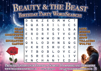 A Free Beauty and the Beast (2017) Printable Wordsearch Activity Sheet