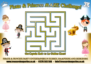 Free Pirate and Princess Maze Activity Sheet to print at home