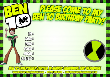 Ben 10 Printable Birthday Party Invitation