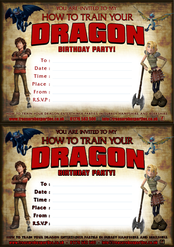 A Free printable How To Train Your Dragon Party Invitation Sheet