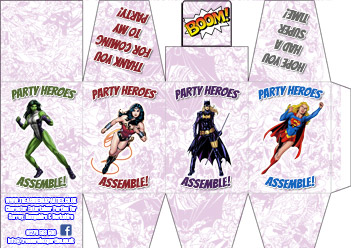 Printable Party Favour Box – Superhero Female – Cut out and make for party favours, sweets and cake treats!
