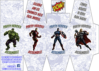 Printable Superheroes Box – Male – Cut out and make for party favours, sweets and cake treats!