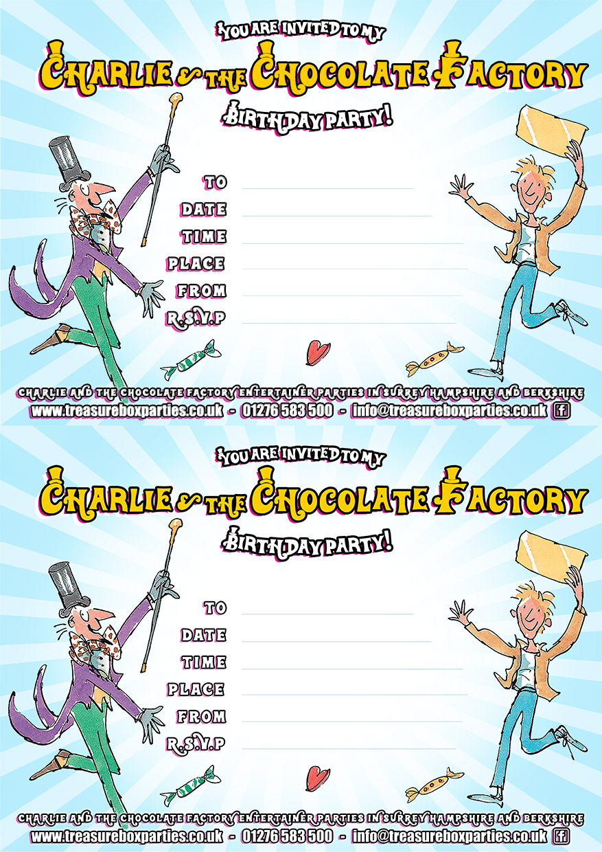 Charlie and the Chocolate Factory – Party Invitation Sheet