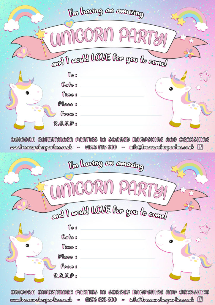 Unicorn Party Invitation Free Printable Download Childrens 