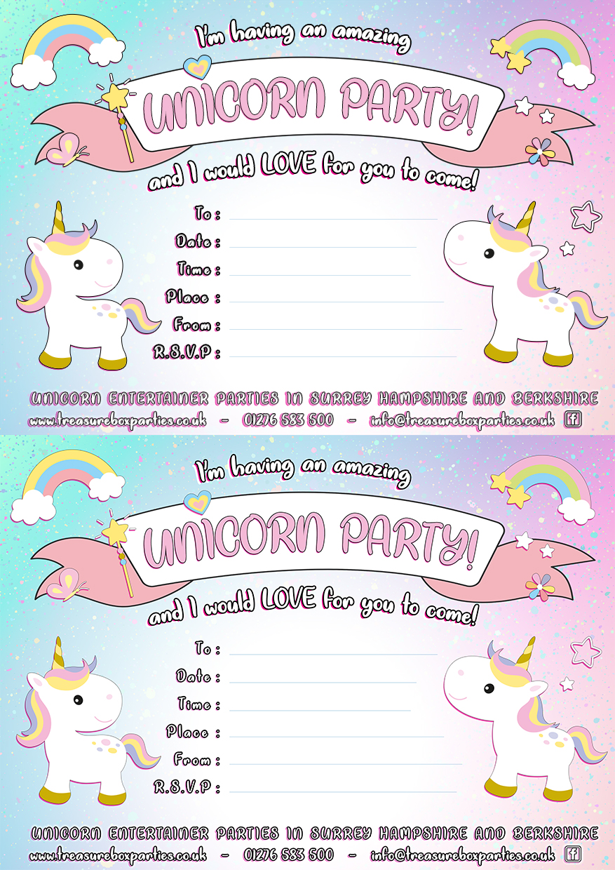 Free Unicorn Party Invitation Sheet Cute Unicorn Party invite