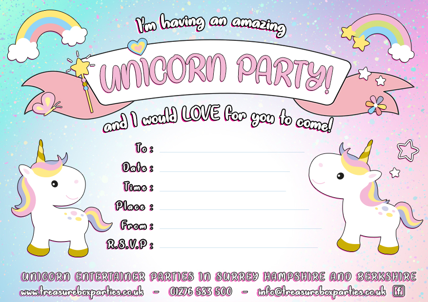 Free Unicorn Party Invitation – Cute Unicorn Party!