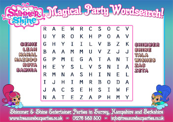 Shimmer and Shine Free Wordsearch – Print at Home