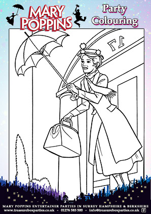 Mary Poppins Birthday Party Printable Colouring 1