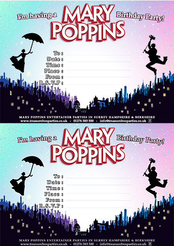 Mary Poppins Birthday Party Printable Invitation Sheet