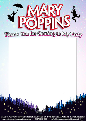 Mary Poppins Birthday Party Printable Thank You Note