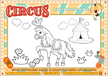 Circus Birthday Party Free Printable Colouring Sheet 1