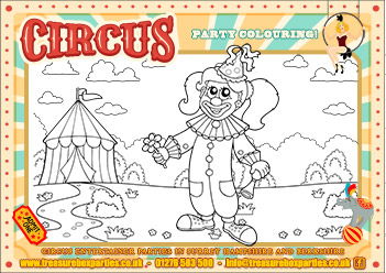 Circus Birthday Party Free Printable Colouring Sheet 2
