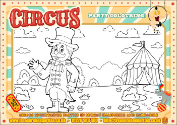 Circus Birthday Party Free Printable Colouring Sheet 3