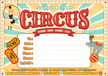 Circus Birthday Party Free Printable Invitation