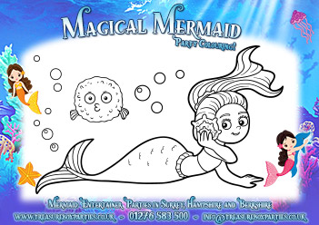 Mermaid Birthday Party Free Printable Colouring Sheet 3
