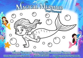 Mermaid Birthday Party Free Printable Colouring Sheet 2