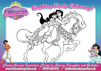 Free Printable Princess Jasmine Colouring Activity Sheet 1