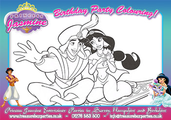 Free Printable Princess Jasmine Colouring Activity Sheet 3