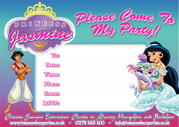 Free Printable Princess Jasmine Party Invitation