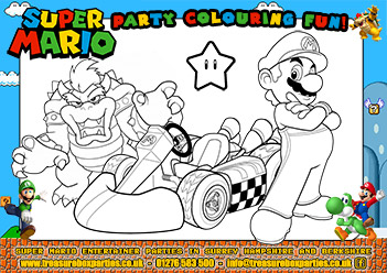 Super Mario – Free Printable Party Colouring 1
