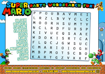 Super Mario – Free Printable Party Word Search